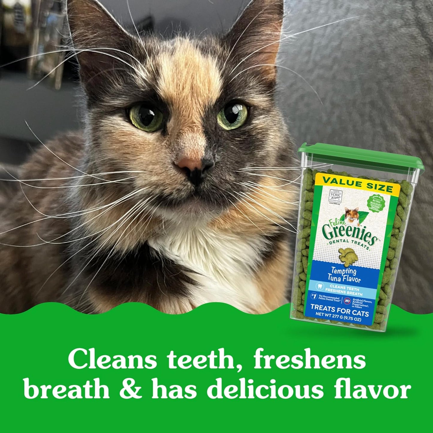 FELINE Natural Dental Care Cat Treats, Tuna Flavor, All Bag Sizes