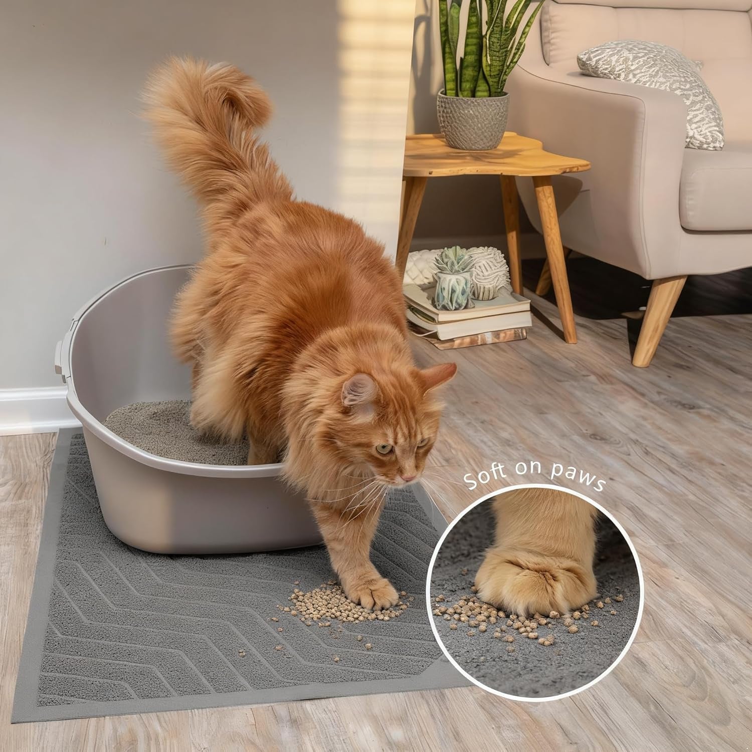 Cat Litter Mat, Kitty Litter Trapping Mesh Mat, 35 X 23 Inch Large, Premium Durable PVC Rug, No Phthalate, Urine Waterproof, Easy Clean, Washable, Scatter Control, Litter Box Carpet