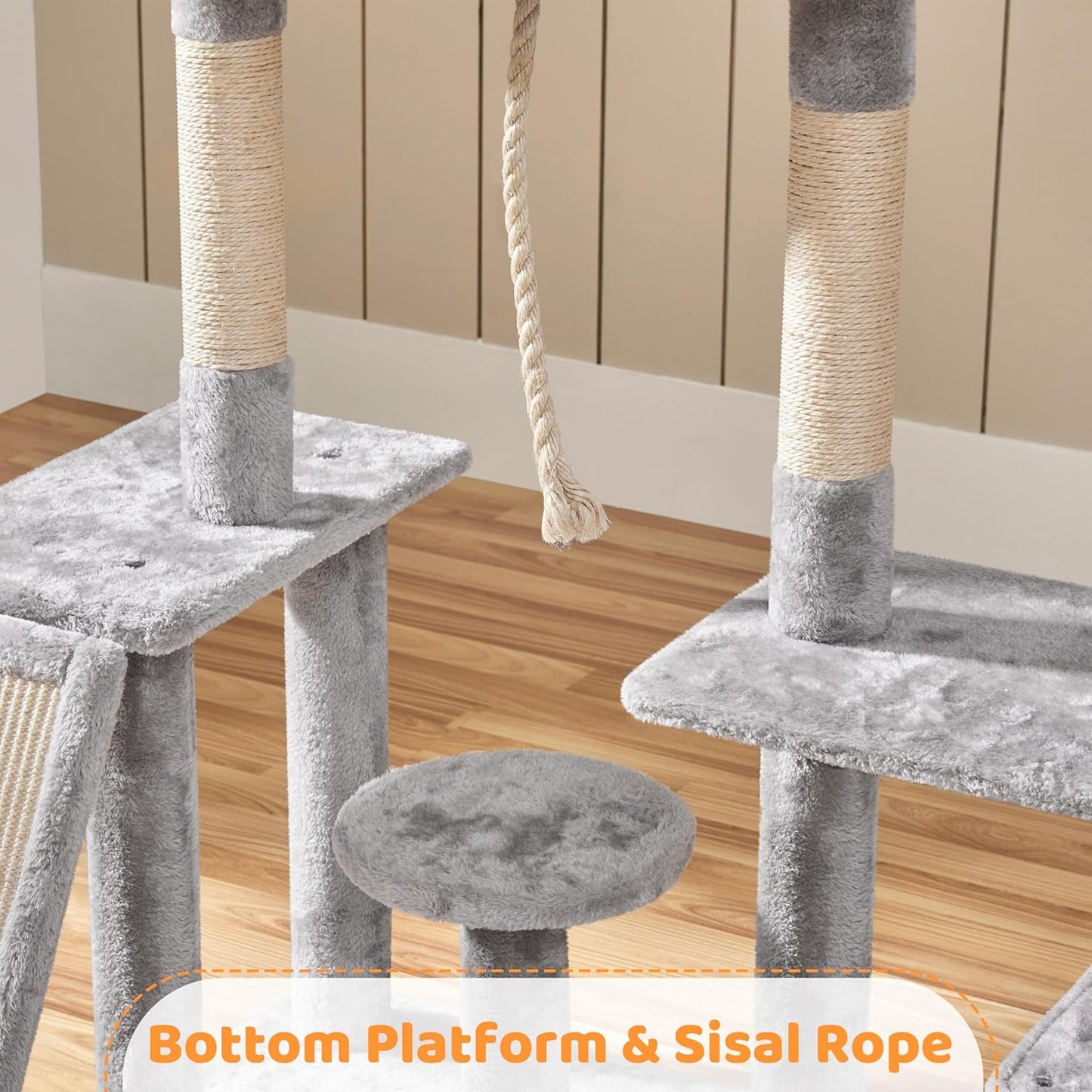 Multi-Level Cat Tree Cat Tower for Indoor Cats, Cat Condo with Scratching Posts, Cat Furniture Play Center, Plush Perch, Rotatable Cat Tree for Kittens/Large Cat, Light Gray