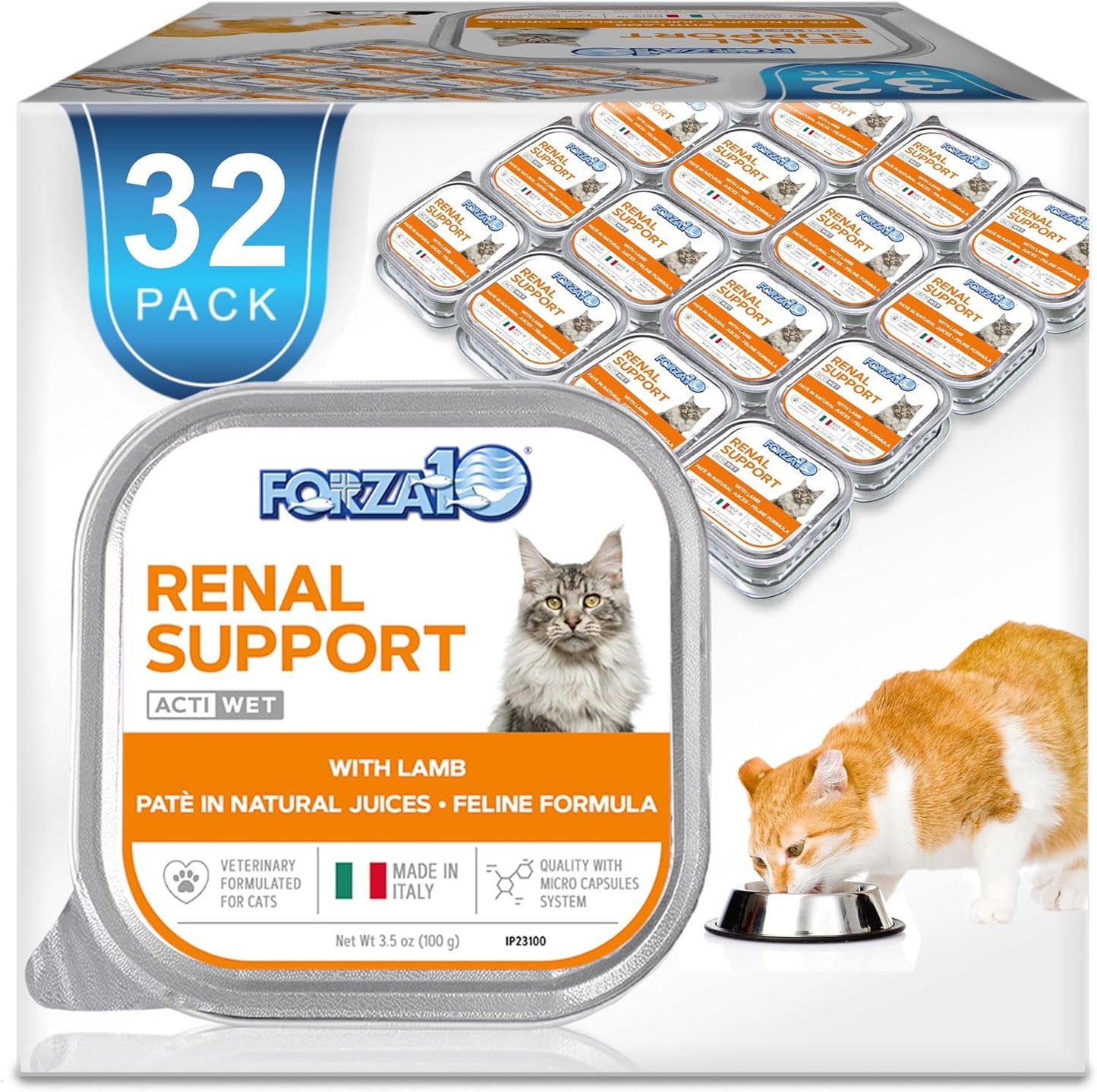 Wet Cat Food Kidney RENAL ACTIWET with Lamb 3.5Oz, Adult Cat Food Wet, Renal Support Canned Cat Food