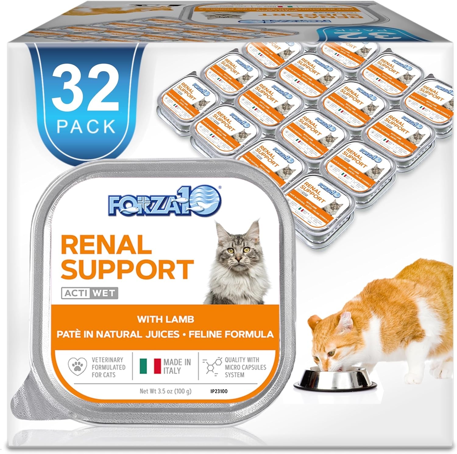 Wet Cat Food Kidney RENAL ACTIWET with Lamb 3.5Oz, Adult Cat Food Wet, Renal Support Canned Cat Food